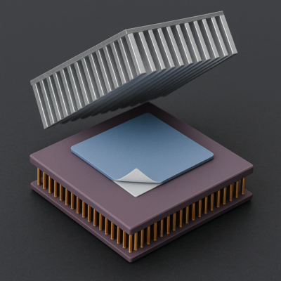 Klebestreifen auf Kühlkörper eines Prozessors