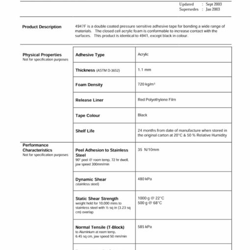3M 4947 F VHB 4947 F Hochleistungs-Verbindungssystem / schwarz