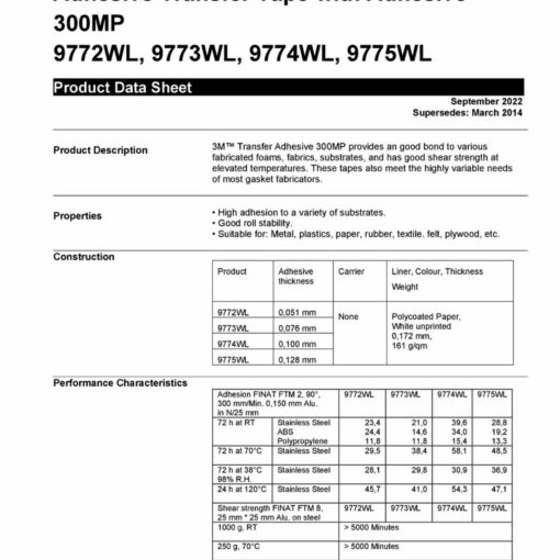 3M 9775WL Transfer-Klebeband / transparent, Doppelseitig klebend, trägerlos (Transfer) – CHEM-TEC