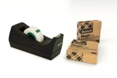 Scotch C38 Tischabroller schwarz + Scotch Magic Klebeband 9-1933R, mit 66 % pflanzlichem Klebstoff hergestellt, 19 mm x 33 m