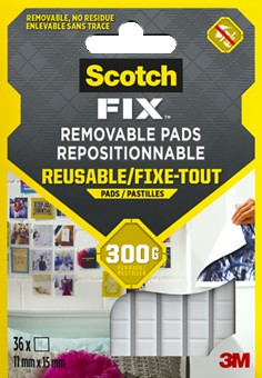 Scotch-FIX Ablösbare Klebepads 301008C36-P, 11 mm x 15 mm, 36 Stück/Packung