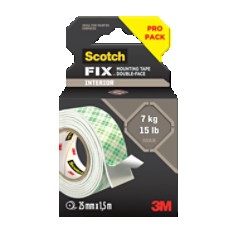 Scotch-FIX Doppelseitiges Innenmontageband 114S-INT-EU, White, 25 mm x 1,5 m